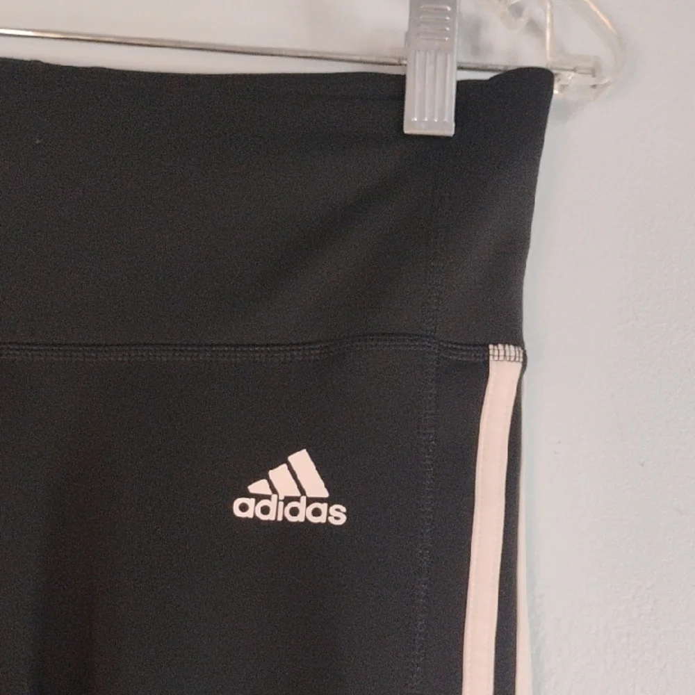 Adidas Black w/ White Stripes Activewear Leggings Size S Sporty Athleisure